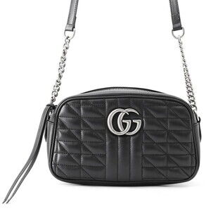 Gucci Chain Shoulder Bag GG Marmont Quilted Small 447632 GUCCI Handbag Black